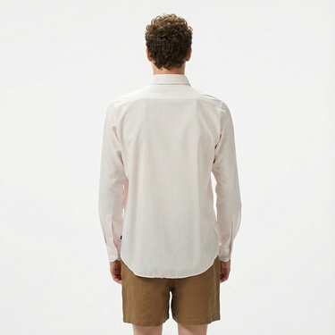  Nautica Erkek Pembe Classic Fit Çizgili Gömlek