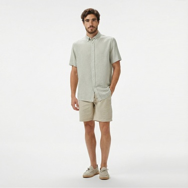  Nautica Erkek Yeşil Classic Fit Çizgili Gömlek