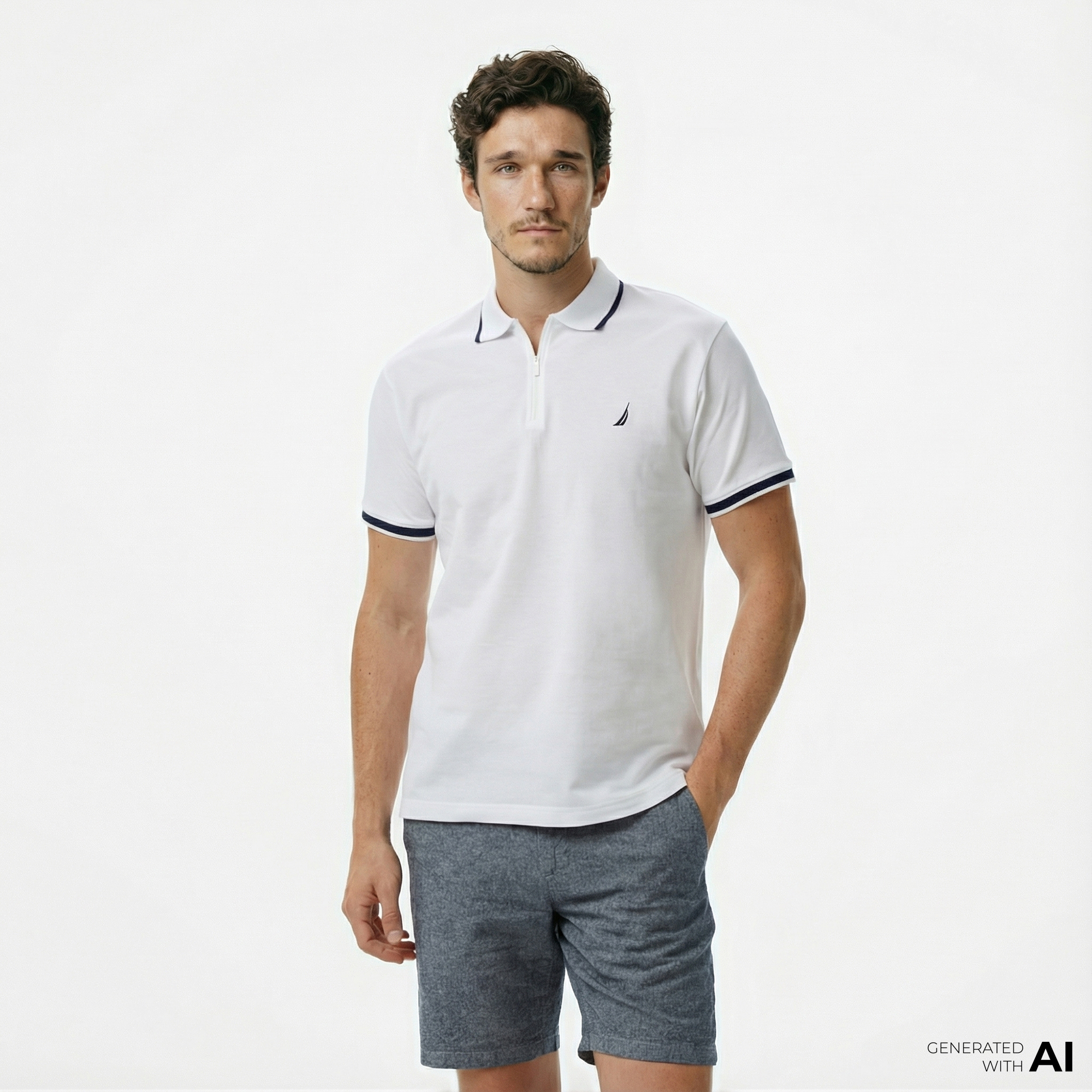  Nautica Erkek Beyaz Classic Fit Polo Yaka T-Shirt