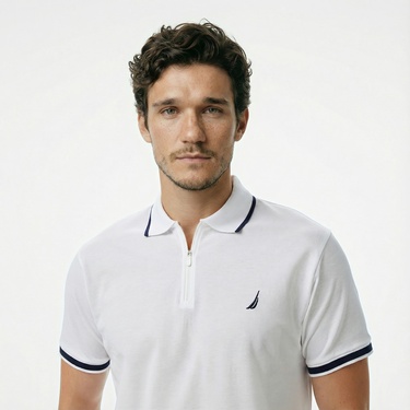  Nautica Erkek Beyaz Classic Fit Polo Yaka T-Shirt