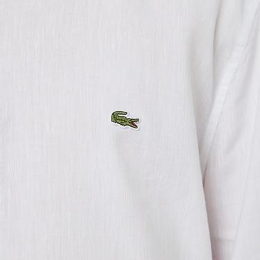 Lacoste Erkek Regular Fit Keten Beyaz Gömlek