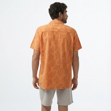  Nautica Erkek Turuncu Classic Fit Kısa Kollu Gömlek