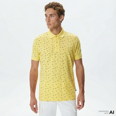  Nautica Erkek Sarı Kısa Kollu Polo Yaka T-Shirt
