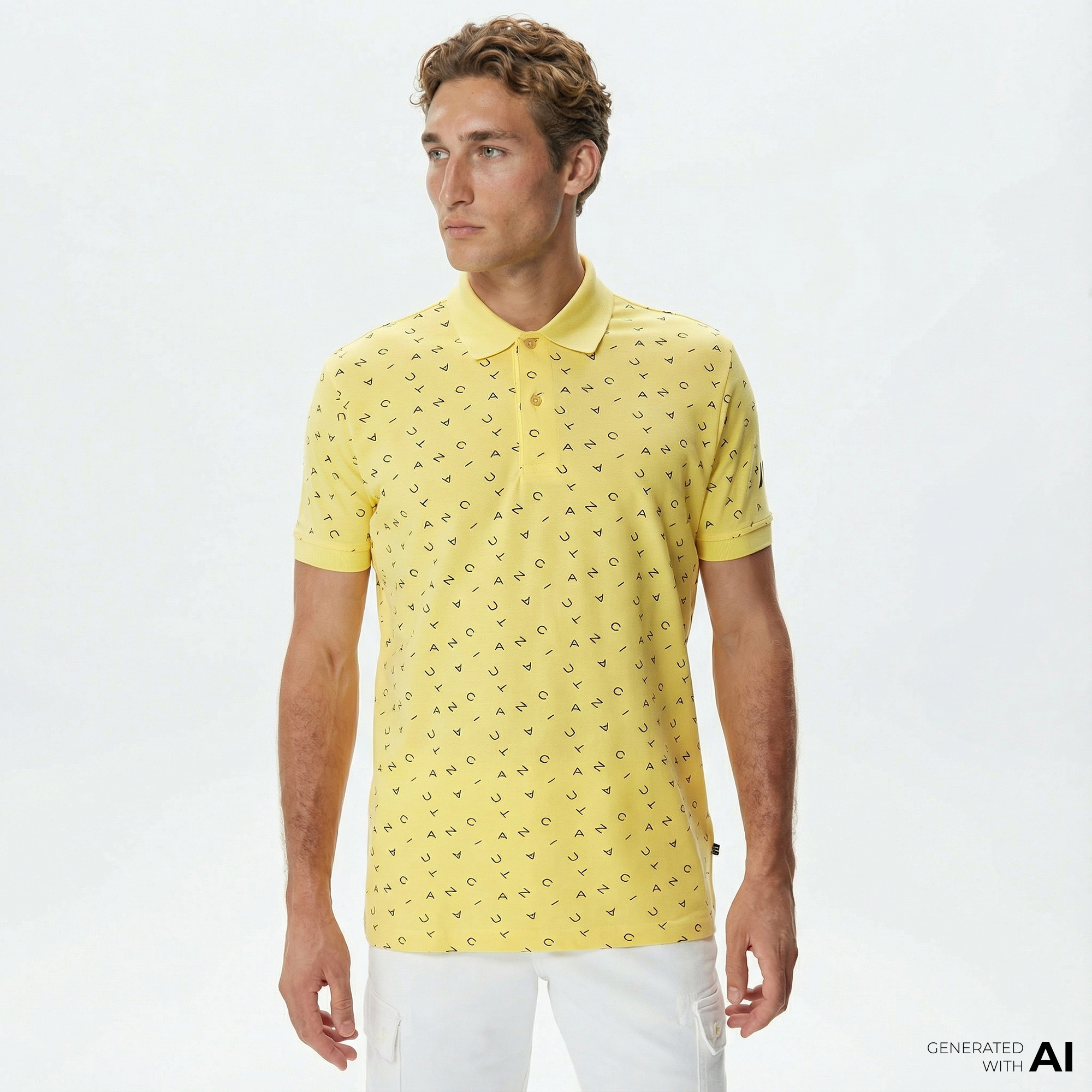  Nautica Erkek Sarı Kısa Kollu Polo Yaka T-Shirt