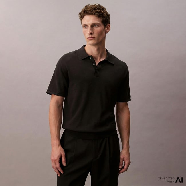  Calvin Klein Supima Polo Erkek Siyah Triko