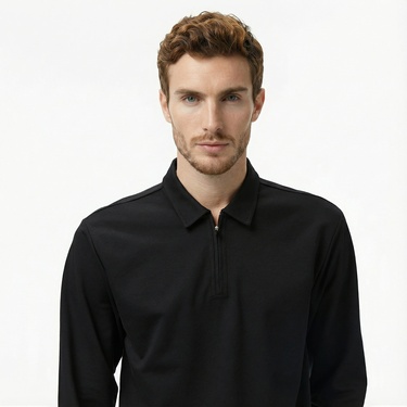  Nautica Erkek Siyah Classic Fit Uzun Kollu Polo Yaka T-Shirt