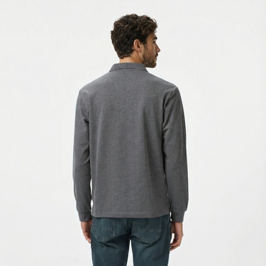  Nautica Erkek Gri Classic Fit Uzun Kollu Polo Yaka T-Shirt