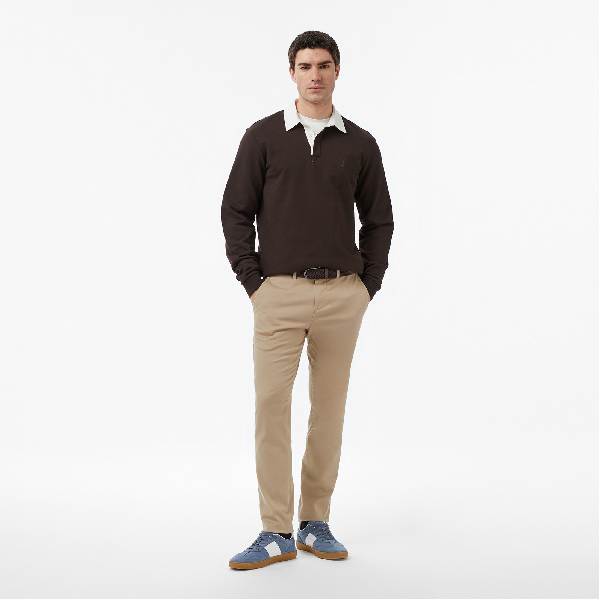 Nautica Erkek Kahverengi Regular Fit Uzun Kollu Polo Yaka T-Shirt