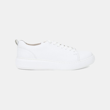  Kadın Beyaz Bağcıklı Deri Günlük Ayakkabı