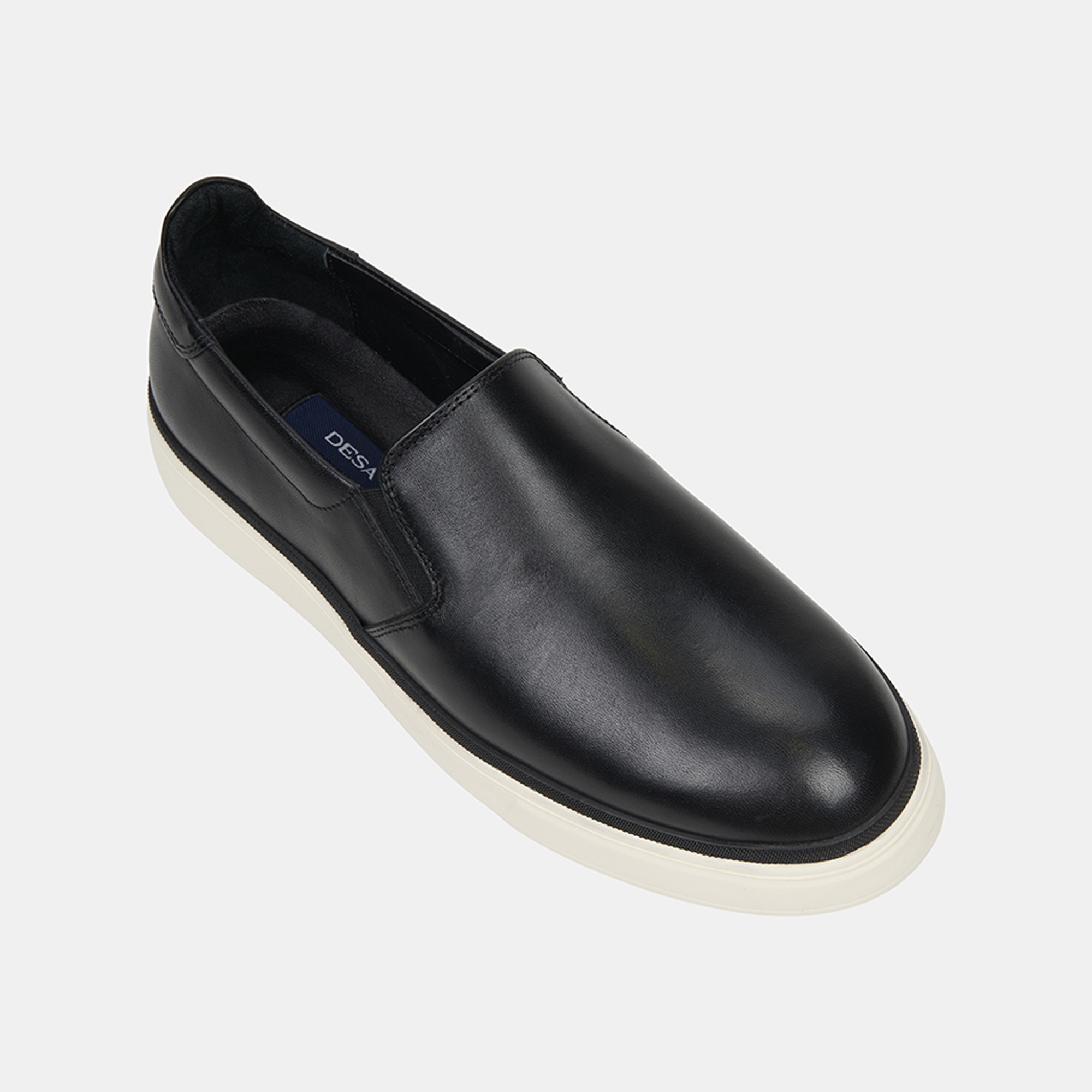 Erkek Siyah Kalın Tabanlı Deri Spor Loafer