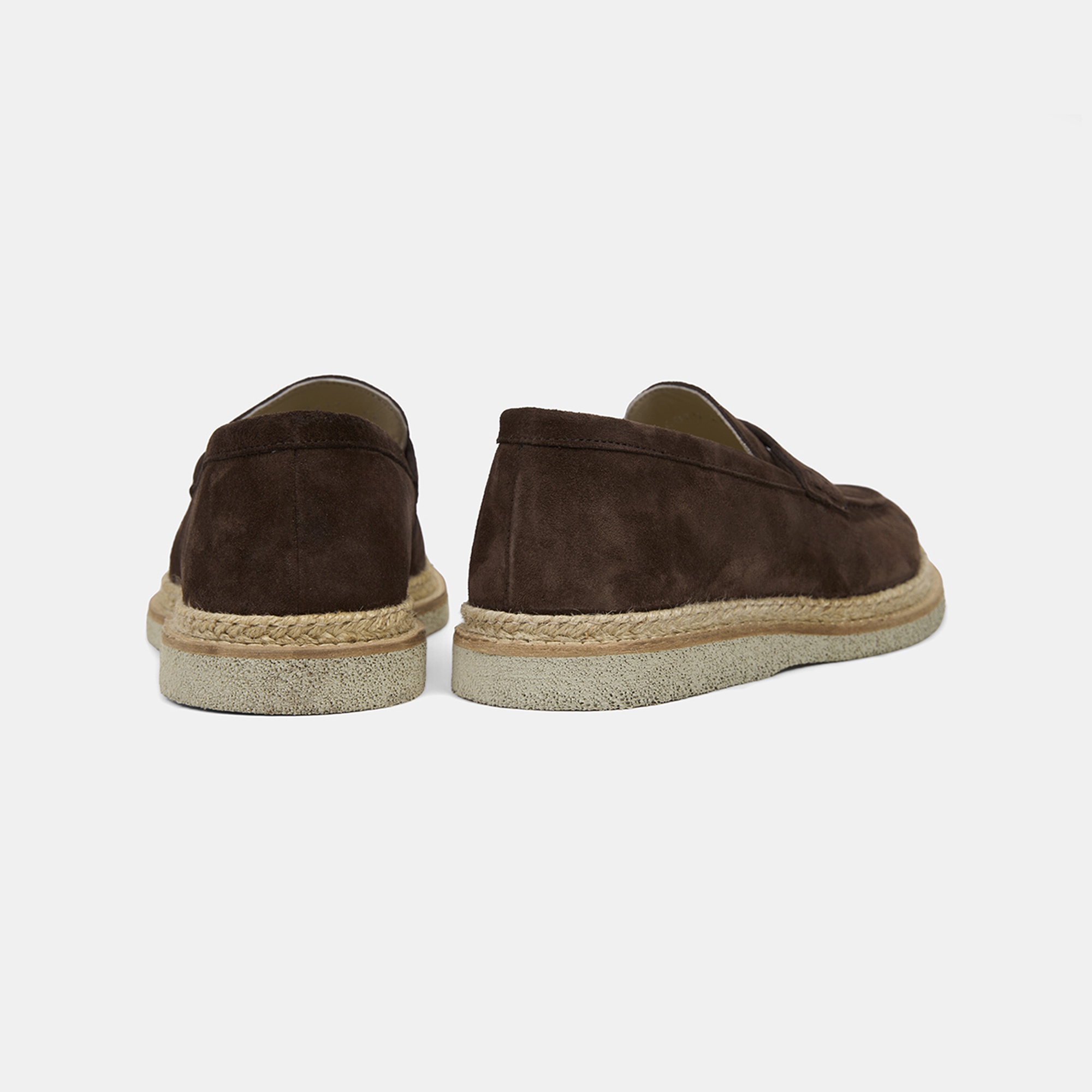 Erkek Kahve Hasır Detaylı Süet Deri Loafer