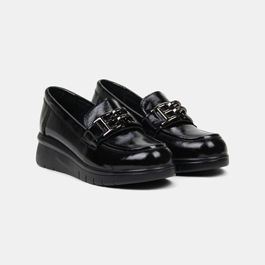  Kadın Siyah DesaComfort Dolgu Topuklu Rugan Loafer