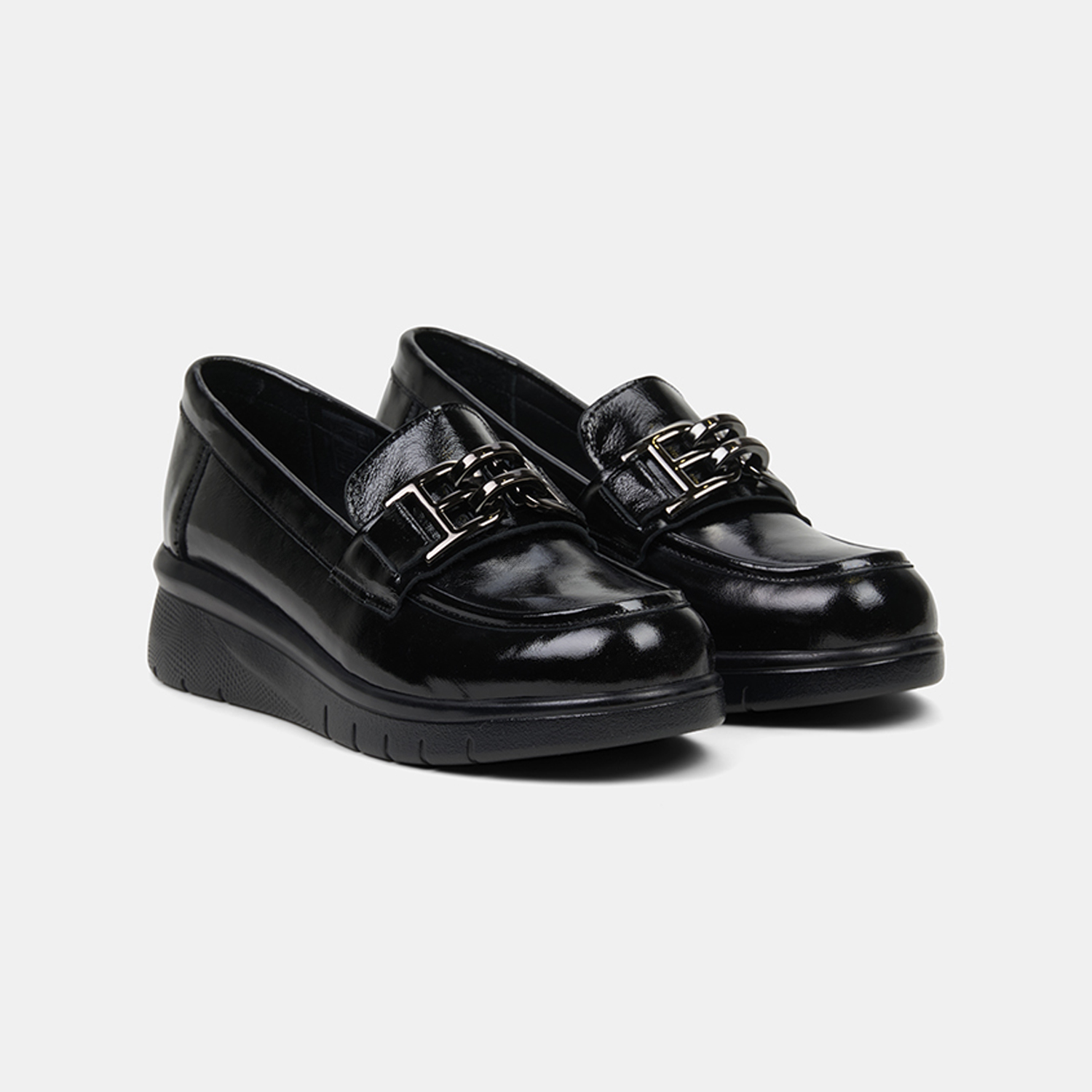  Kadın Siyah DesaComfort Dolgu Topuklu Rugan Loafer