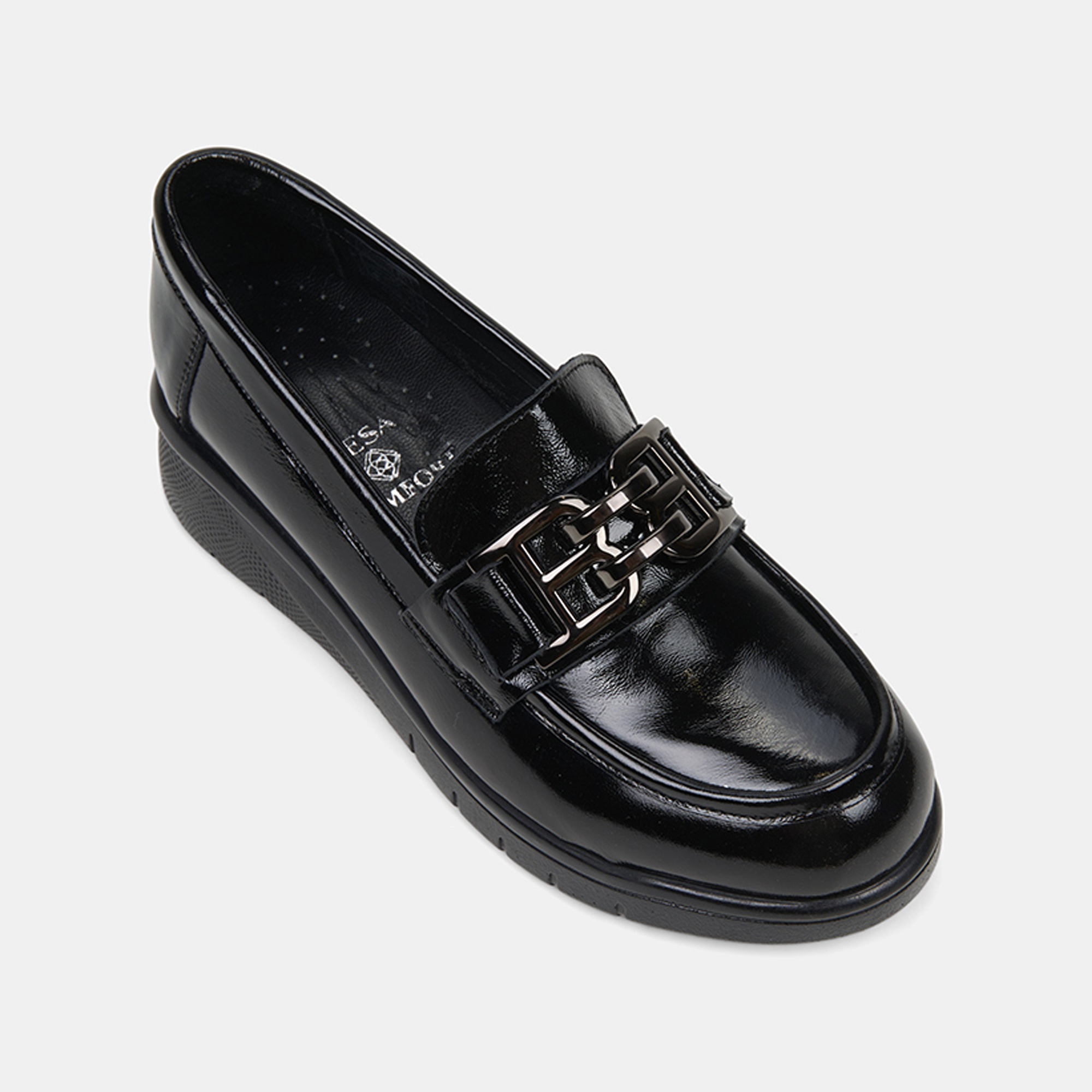 Kadın Siyah DesaComfort Dolgu Topuklu Rugan Loafer