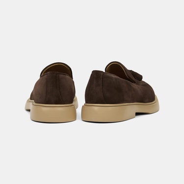  Erkek Kahve Püskül Detaylı Klasik Süet Loafer