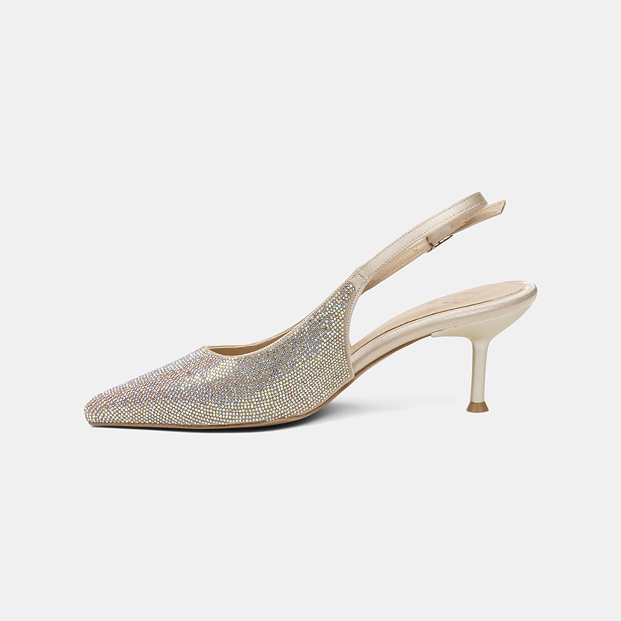 Kadın Ten Taşlı Sivri Burunlu Topuklu Abiye Ayakkabı
