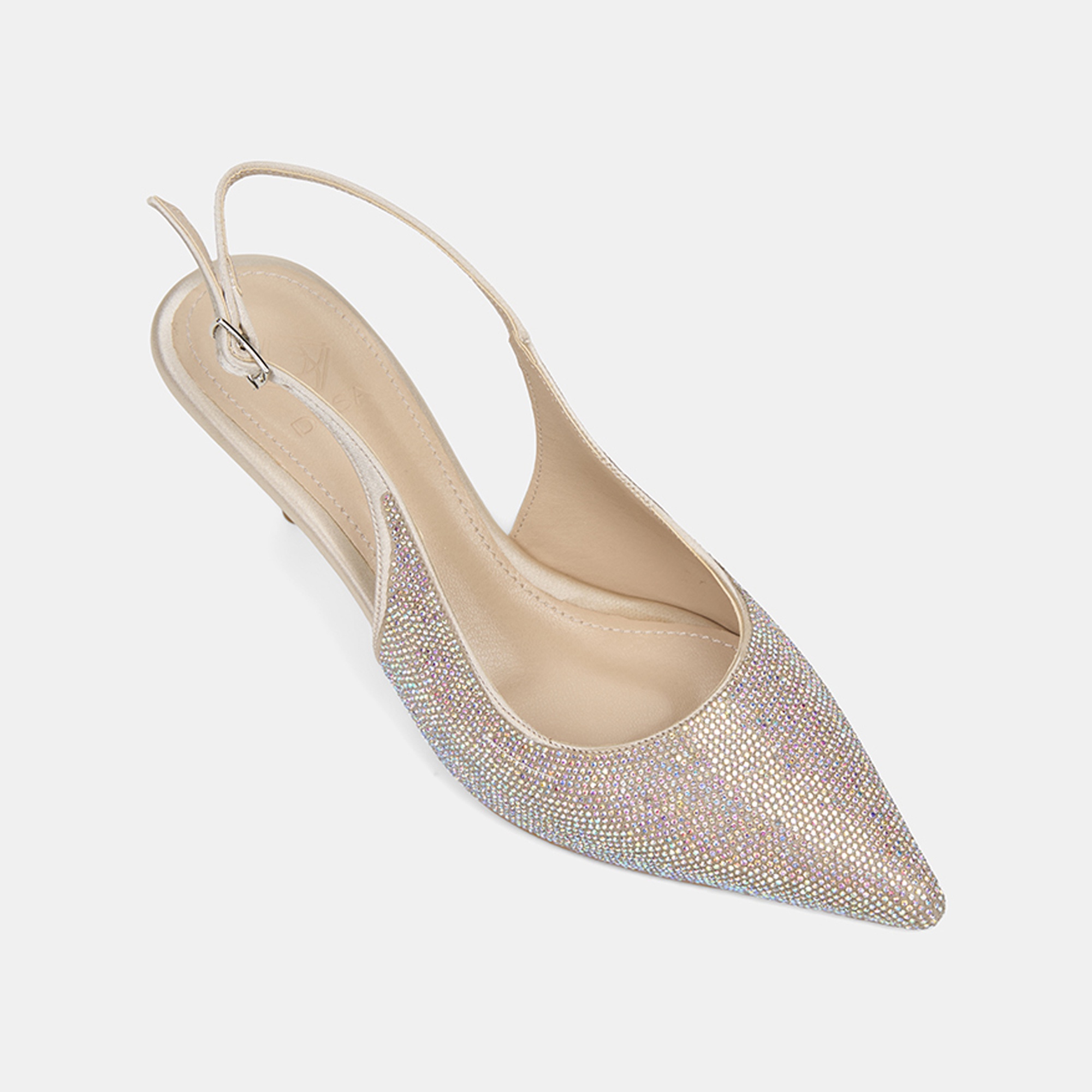 Kadın Ten Taşlı Sivri Burunlu Topuklu Abiye Ayakkabı