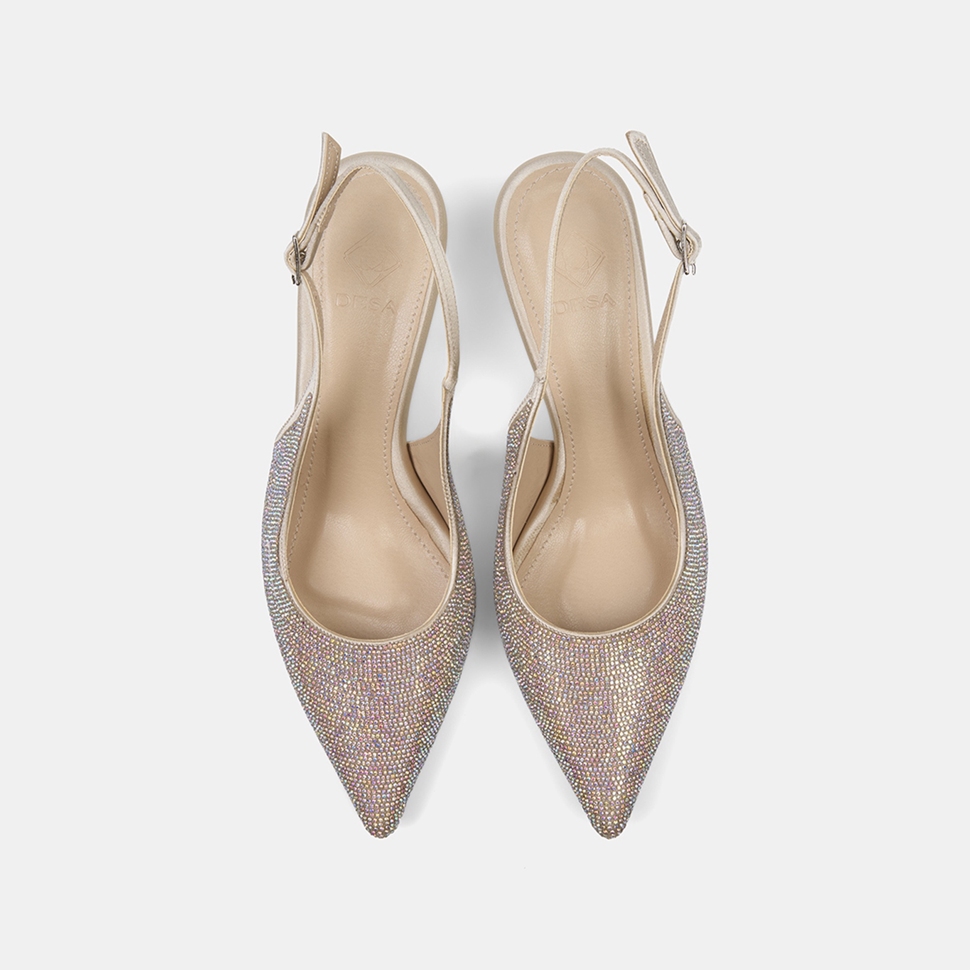 Kadın Ten Taşlı Sivri Burunlu Topuklu Abiye Ayakkabı