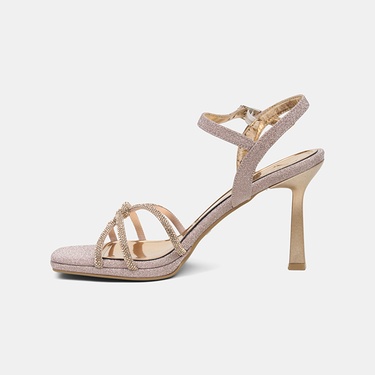  Kadın Rose Taşlı Ayarlanabilir Tokalı Topuklu Abiye Sandalet