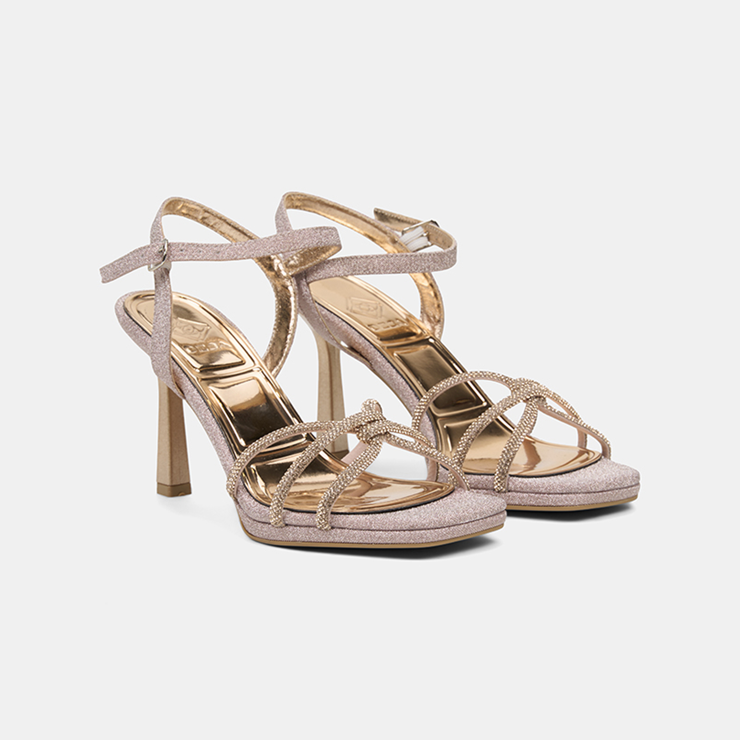  Kadın Rose Taşlı Ayarlanabilir Tokalı Topuklu Abiye Sandalet