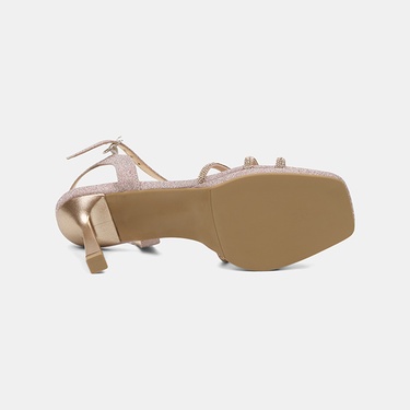  Kadın Rose Taşlı Ayarlanabilir Tokalı Topuklu Abiye Sandalet