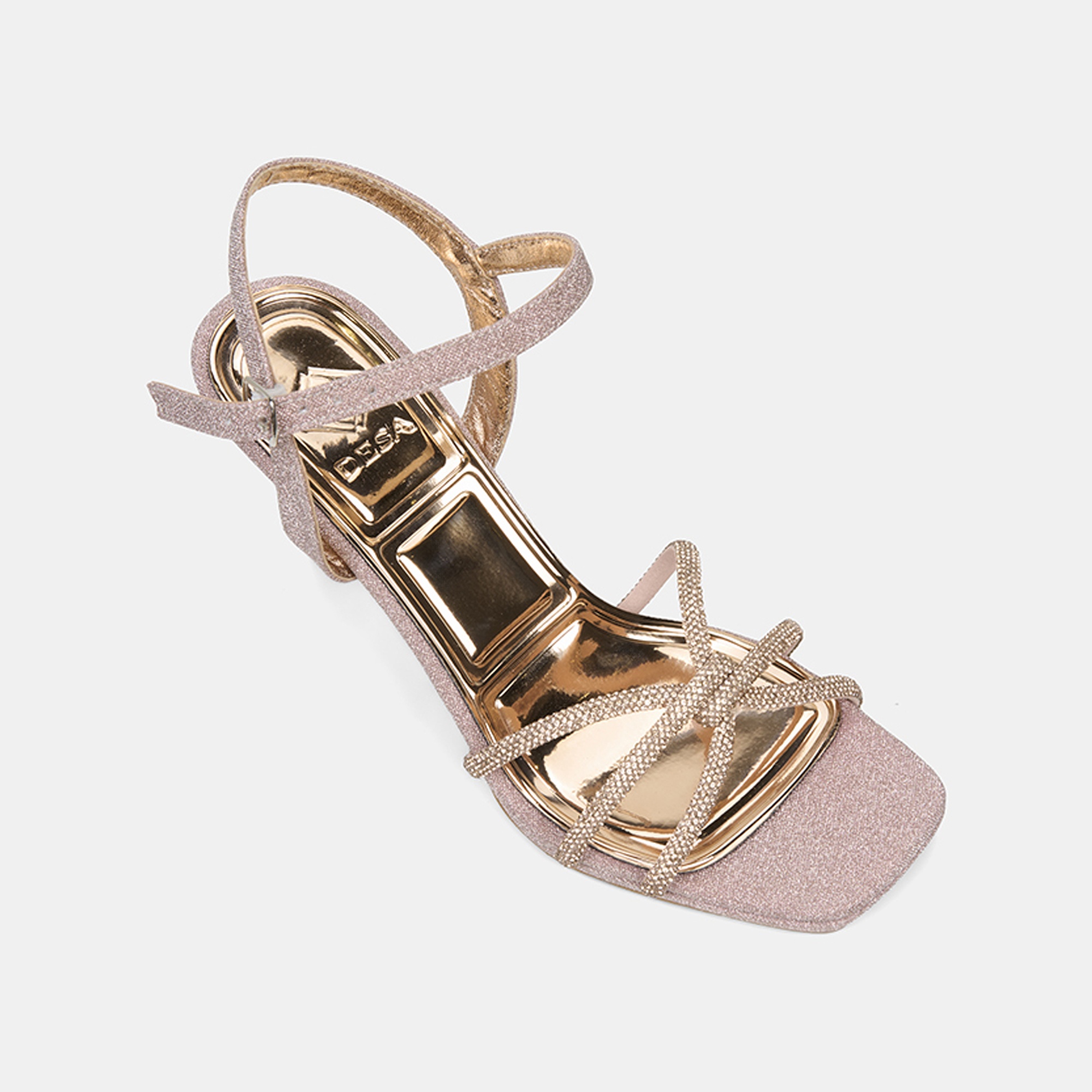 Kadın Rose Taşlı Ayarlanabilir Tokalı Topuklu Abiye Sandalet