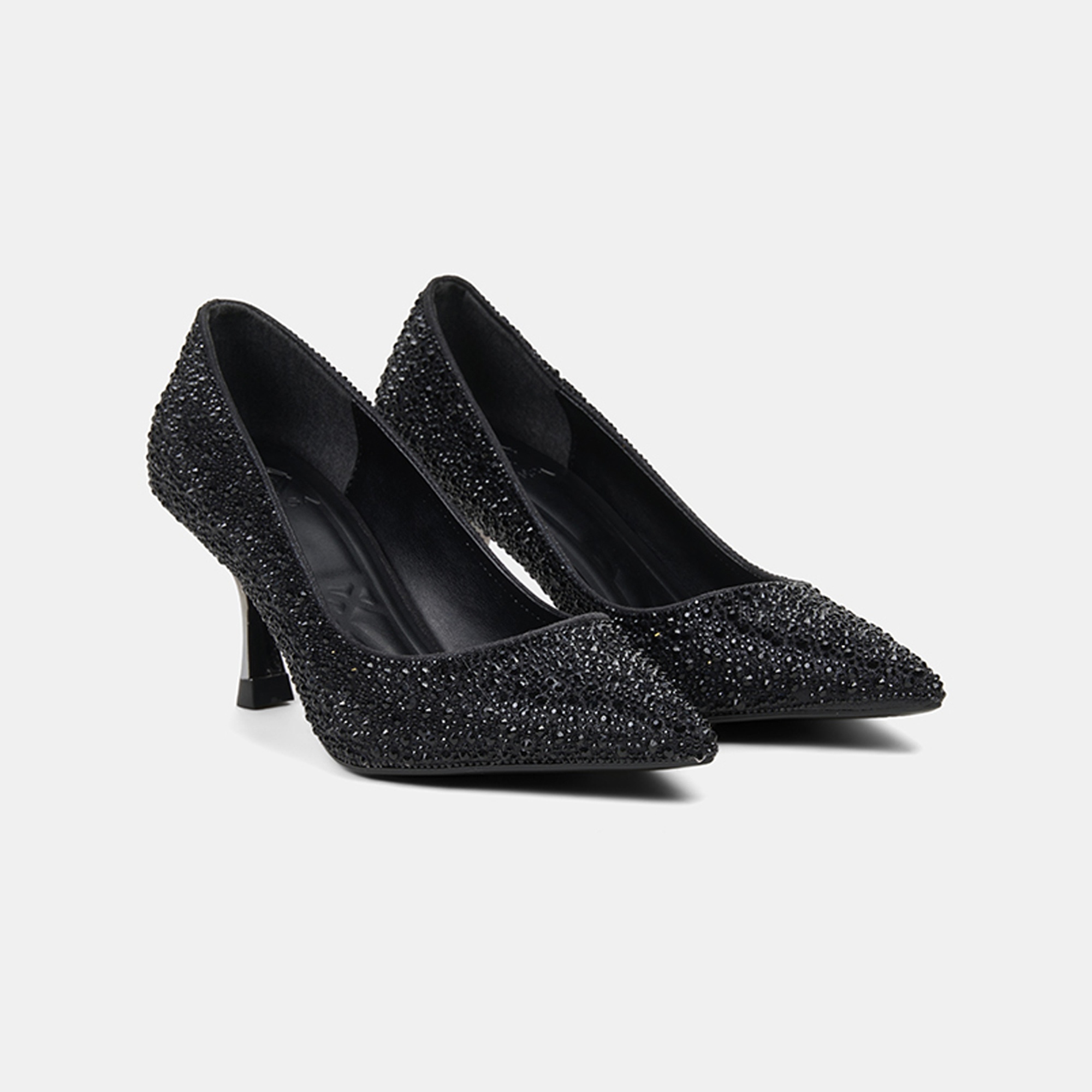 Kadın Siyah Taşlı Sivri Burunlu Topuklu Abiye Ayakkabı