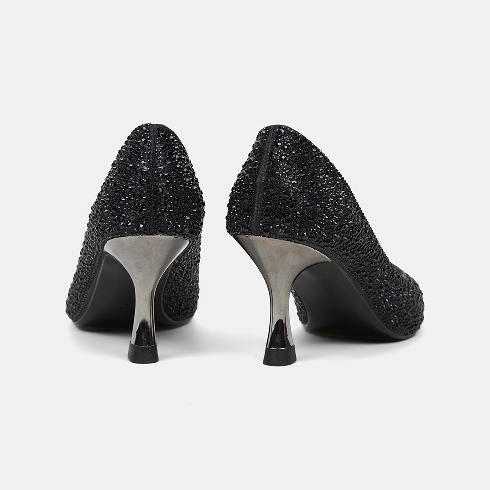Kadın Siyah Taşlı Sivri Burunlu Topuklu Abiye Ayakkabı