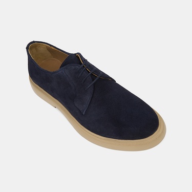  Erkek Lacivert Bağcıklı Süet Klasik Ayakkabı