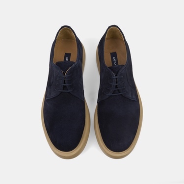 Erkek Lacivert Bağcıklı Süet Klasik Ayakkabı