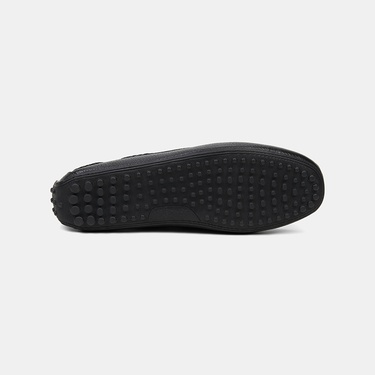  Erkek Siyah Zımba Detaylı İpli Deri Loafer