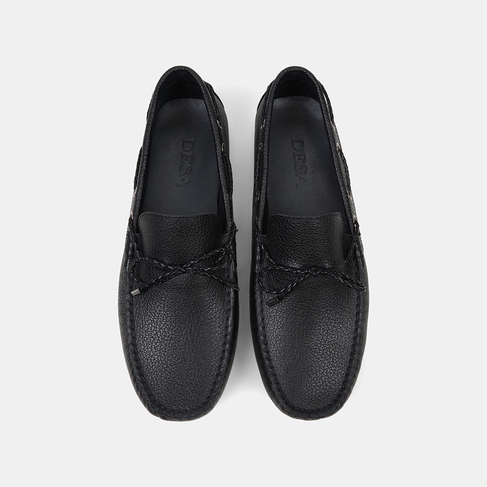 Erkek Siyah Zımba Detaylı İpli Deri Loafer