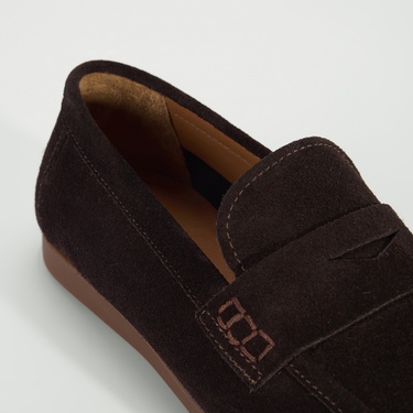  Erkek Kahve Klasik Süet Deri Loafer