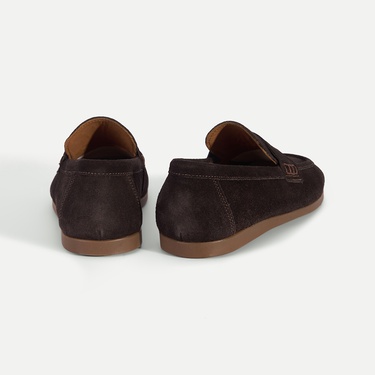  Erkek Kahve Klasik Süet Deri Loafer