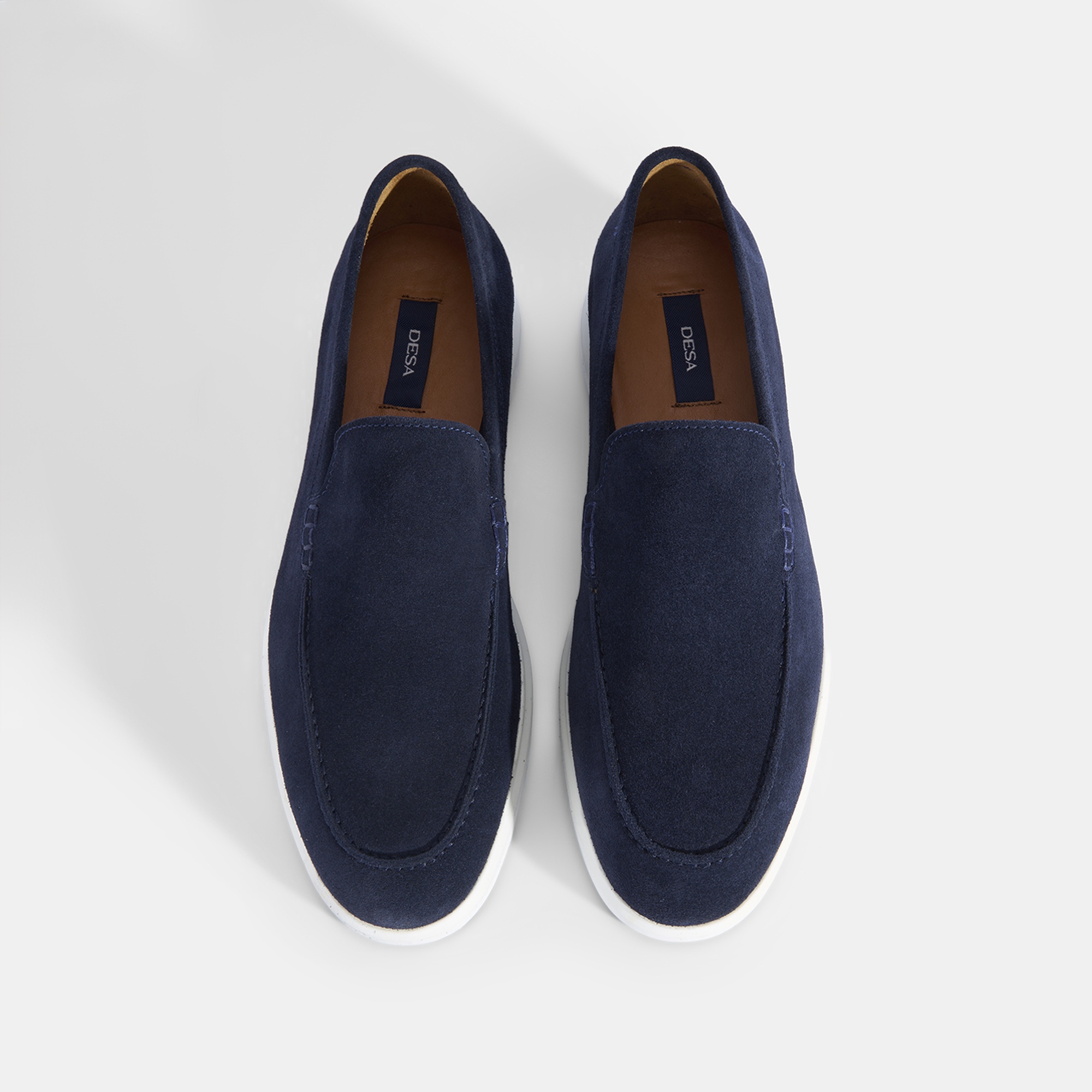 Erkek Lacivert Klasik Beyaz Tabanlı Süet Loafer