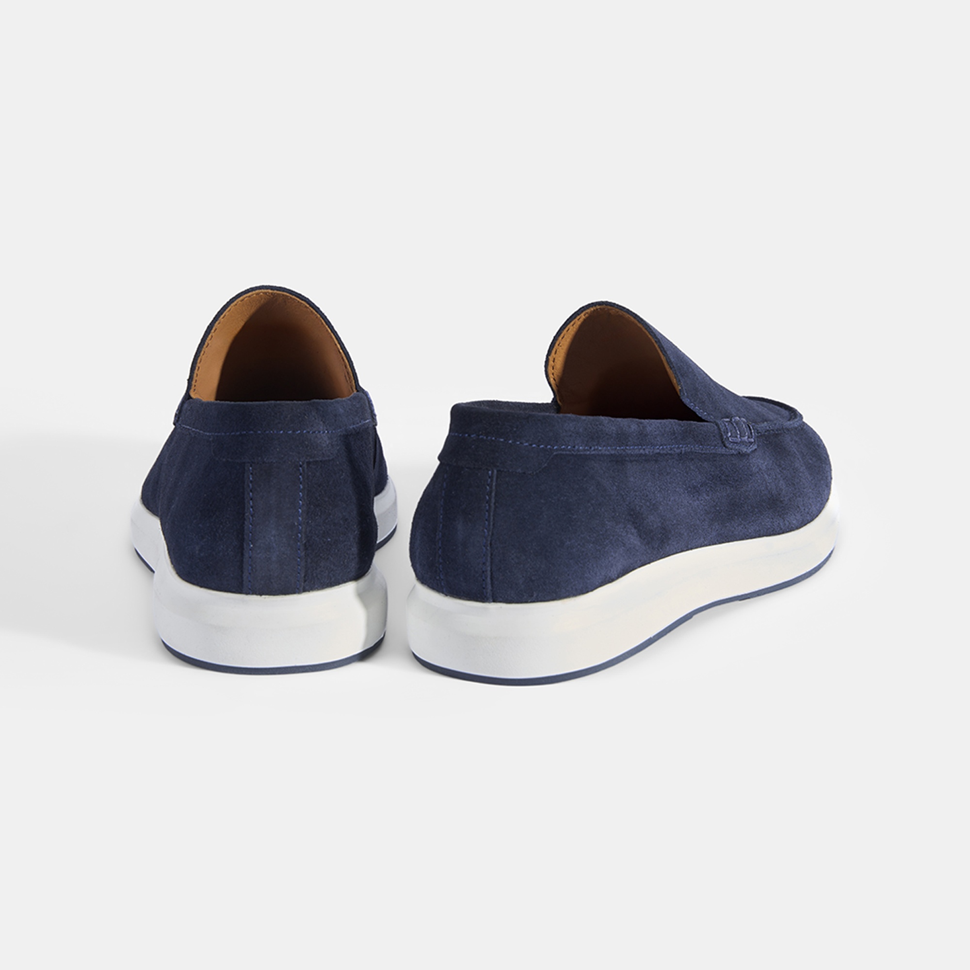 Erkek Lacivert Klasik Beyaz Tabanlı Süet Loafer