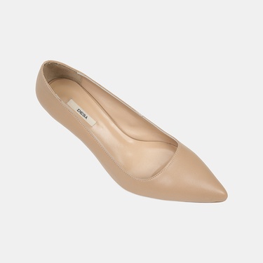  Kadın Ten Sivri Burunlu Deri Stiletto