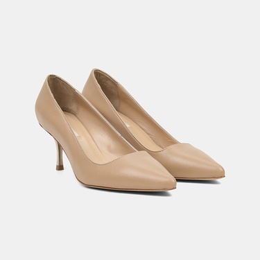  Kadın Ten Sivri Burunlu Deri Stiletto