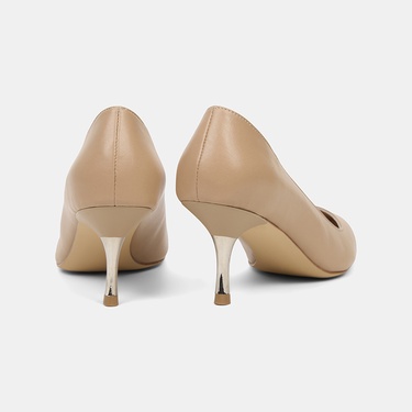  Kadın Ten Sivri Burunlu Deri Stiletto