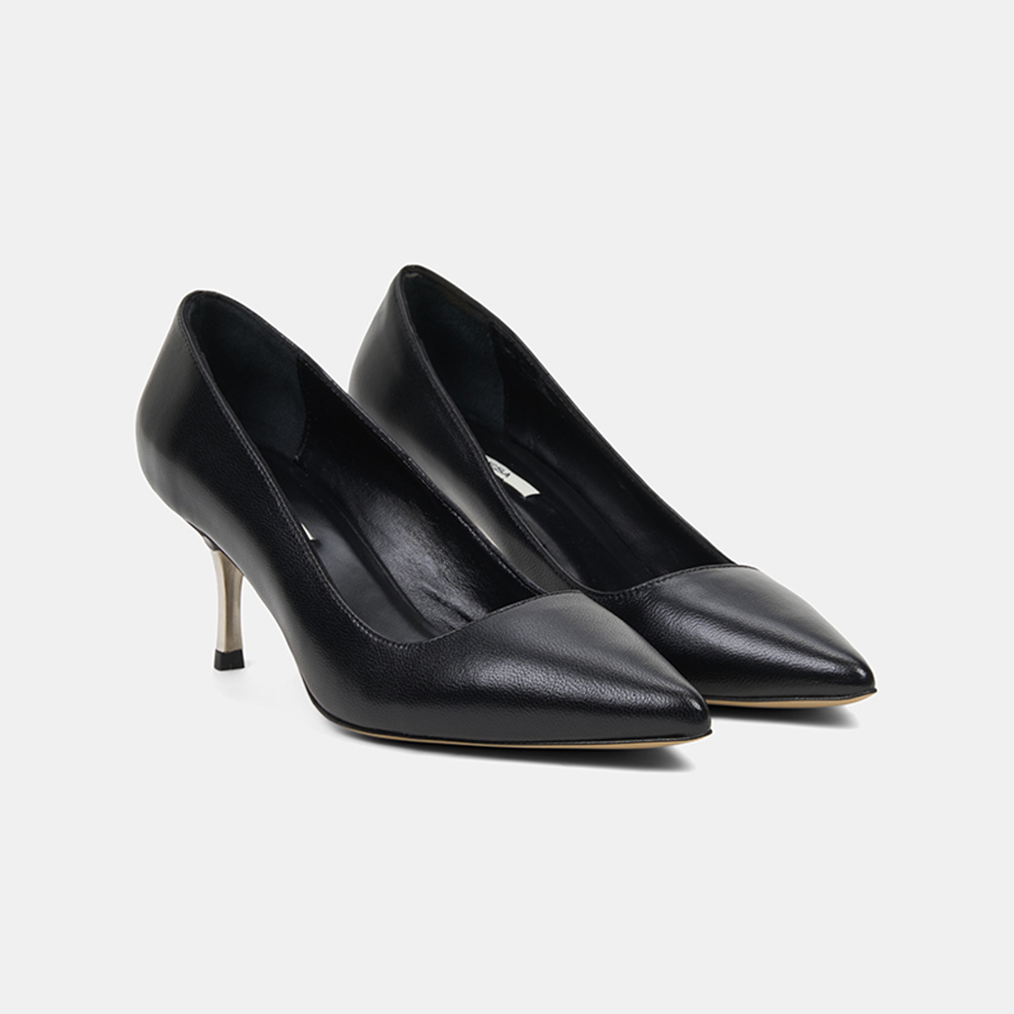 Kadın Siyah Sivri Burunlu Deri Stiletto