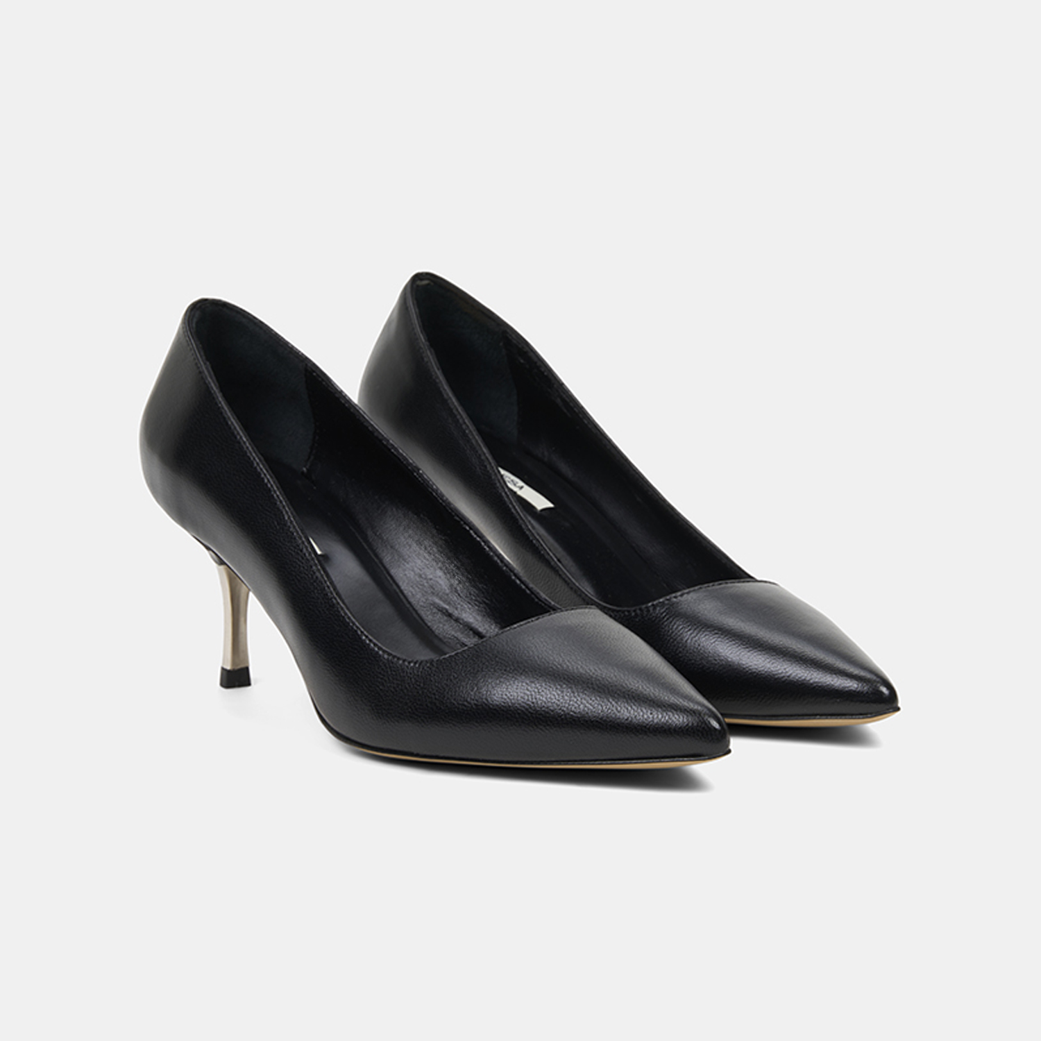  Kadın Siyah Sivri Burunlu Deri Stiletto