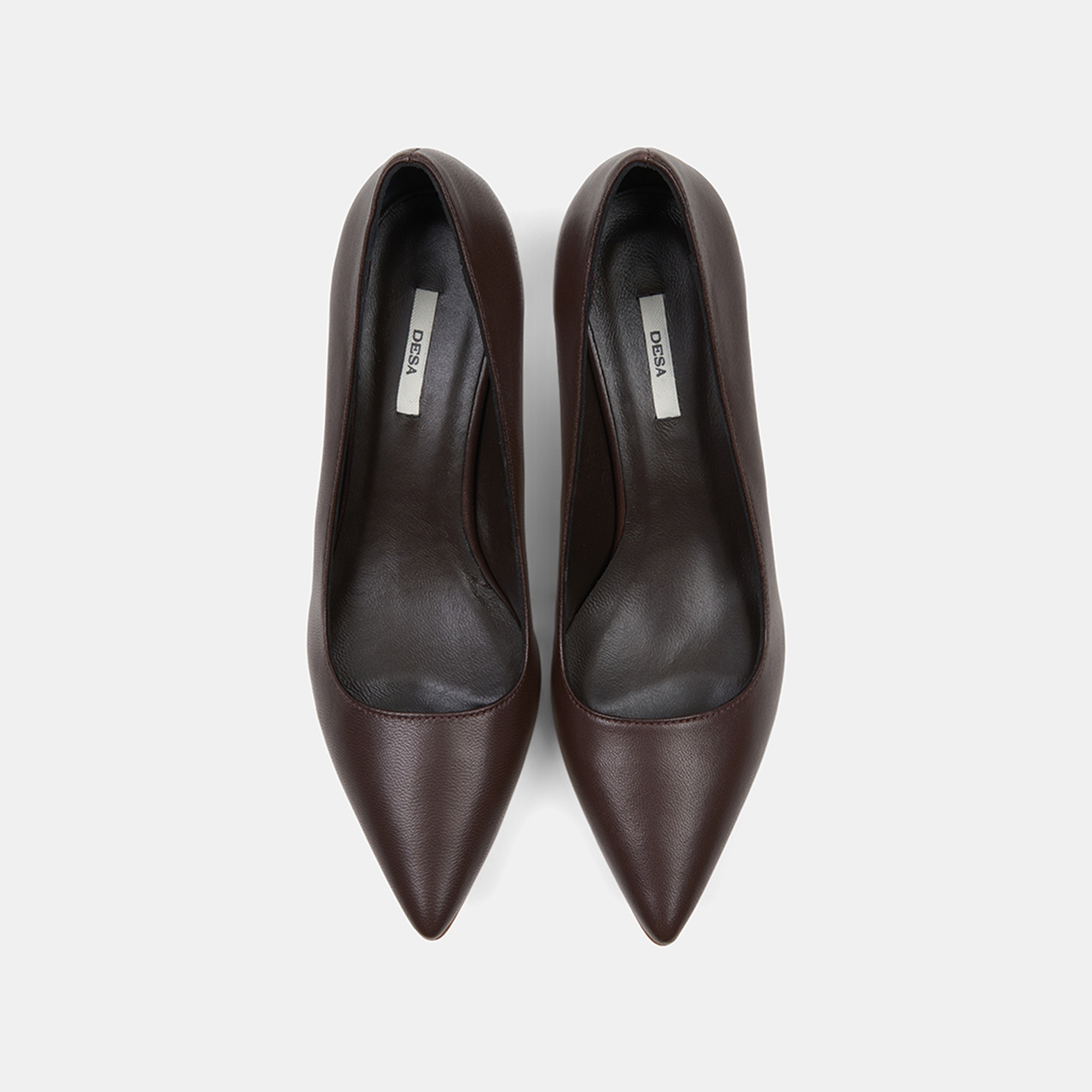 Kadın Kahve Sivri Burunlu Deri Stiletto