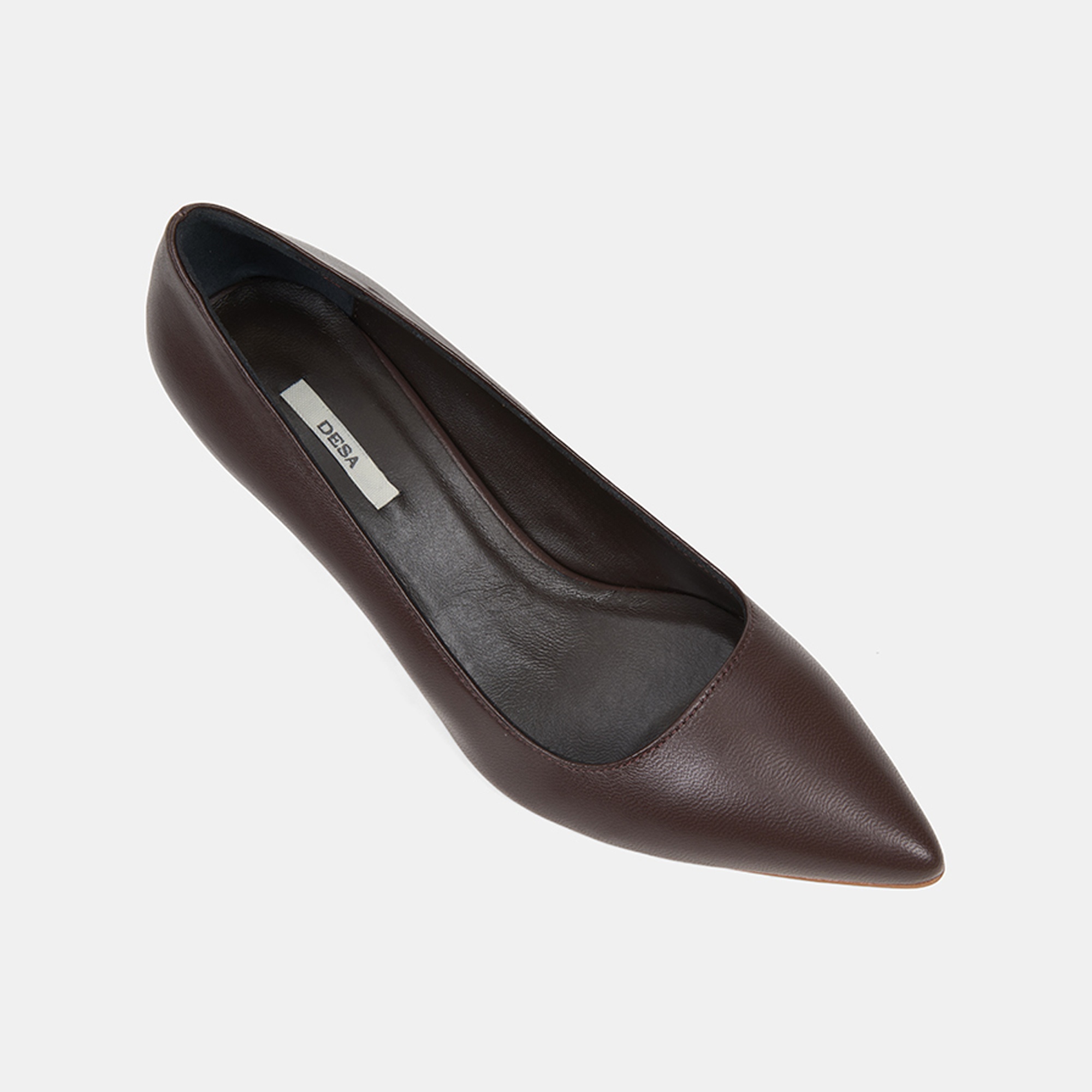 Kadın Kahve Sivri Burunlu Deri Stiletto