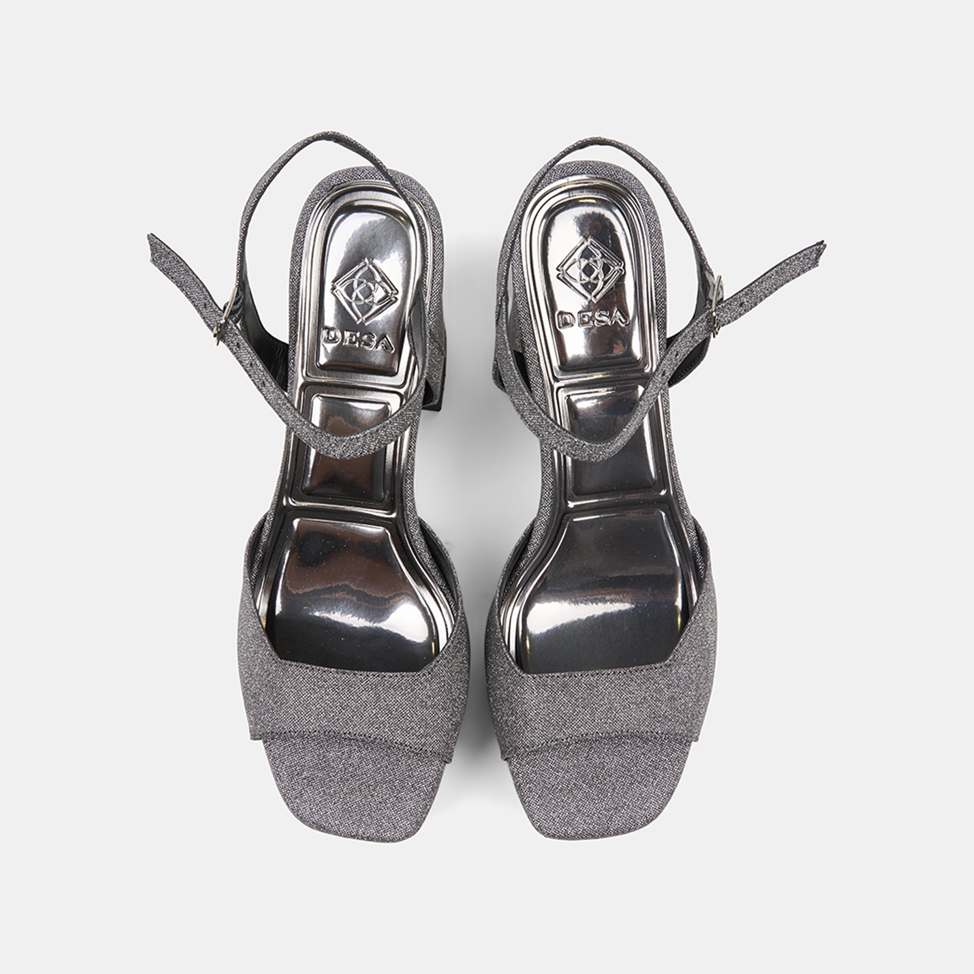 Kadın Platin Simli Platform Topuklu Abiye Ayakkabı