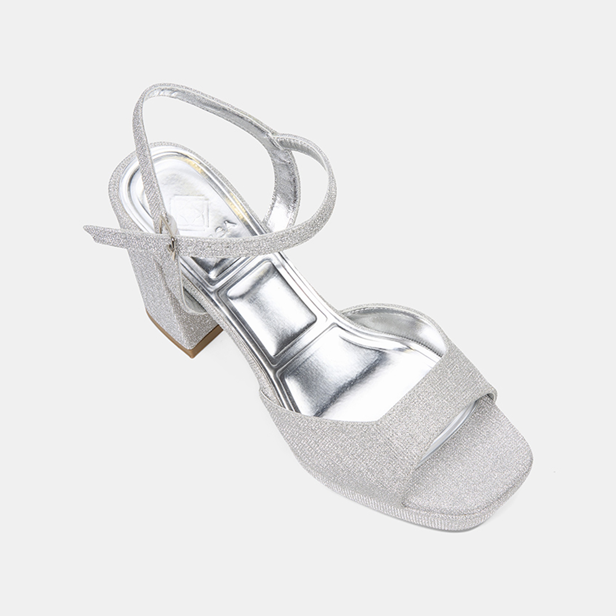 Kadın Gümüş Simli Platform Topuklu Abiye Ayakkabı