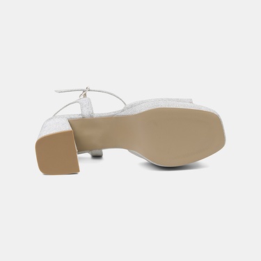  Kadın Gümüş Simli Platform Topuklu Abiye Ayakkabı