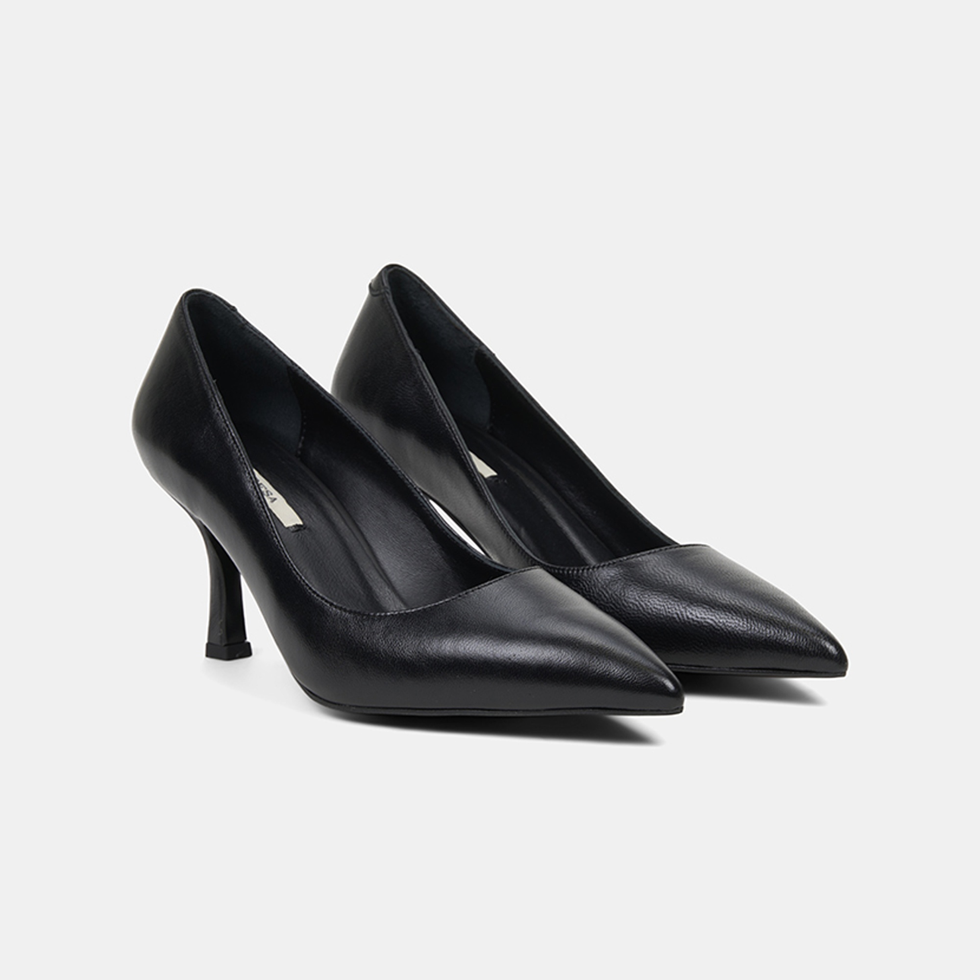 Kadın Siyah Sivri Burunlu Klasik Deri Stiletto