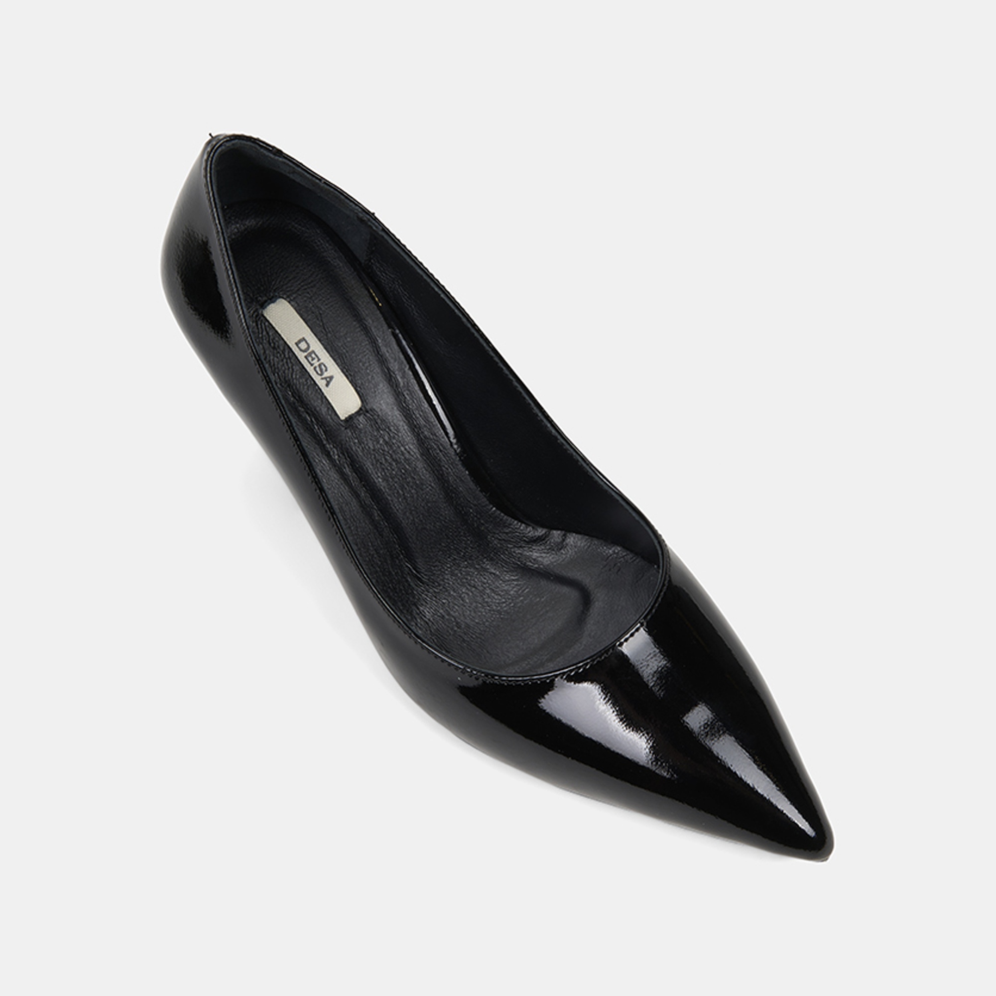 Kadın Siyah Sivri Burunlu Klasik Rugan Deri Stiletto