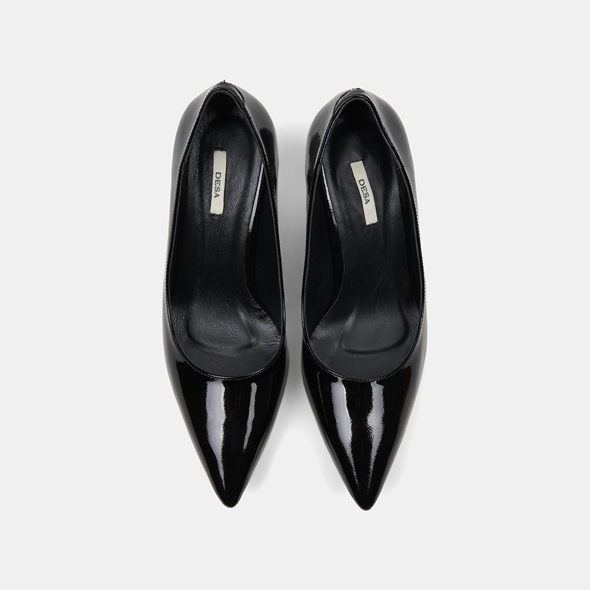 Kadın Siyah Sivri Burunlu Klasik Rugan Deri Stiletto