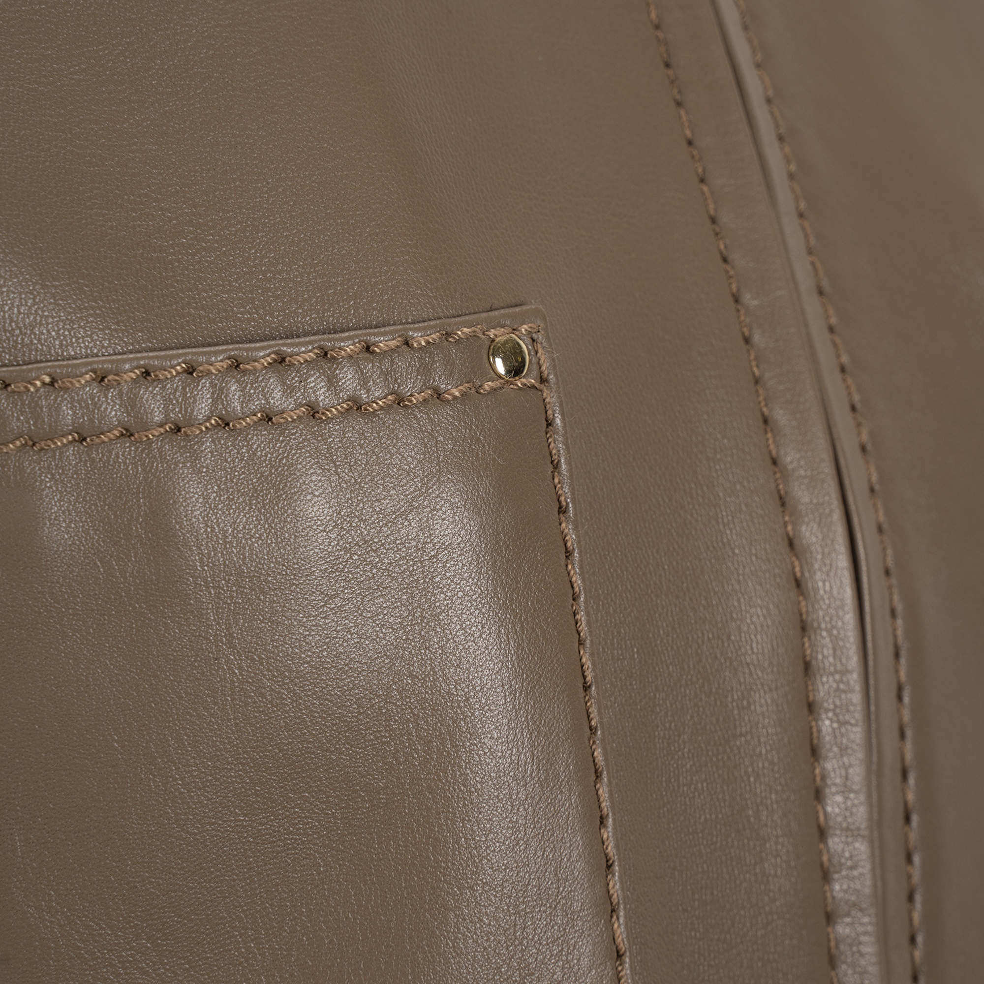 Kadın Kahve Gömlek Yakalı Kısa Deri Ceket